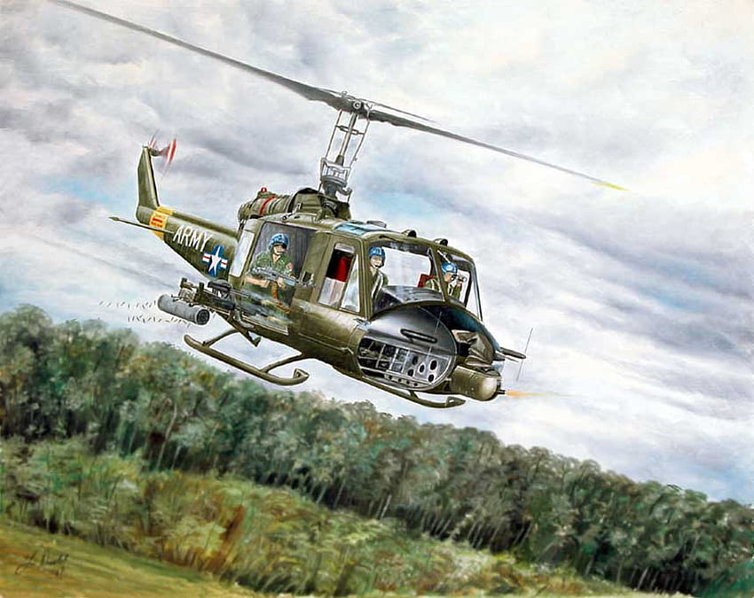 Vietnam Elicottero, veterinario, fiero, huey, usa Sfondo HD