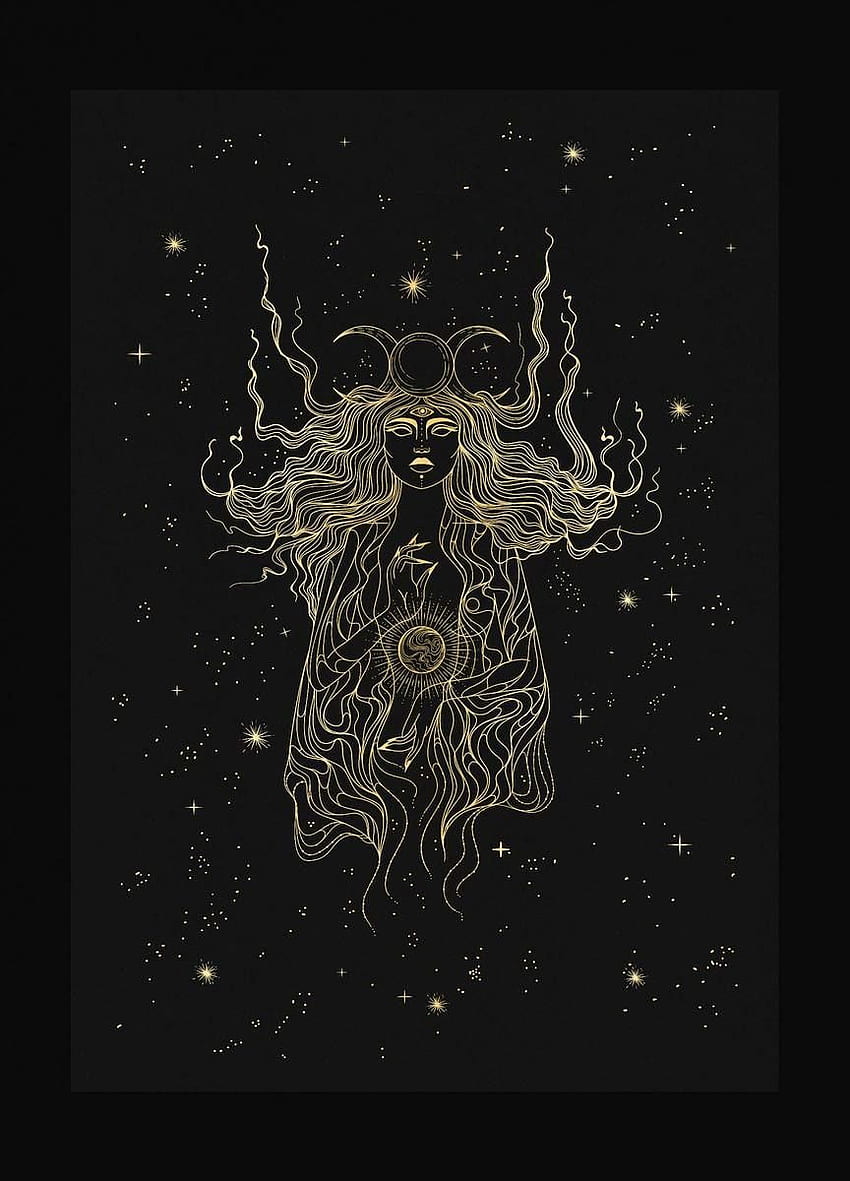 Hohepriesterin. Witchy, Mondkunst, spirituelle Kunst, psychedelischer Mond HD-Handy-Hintergrundbild