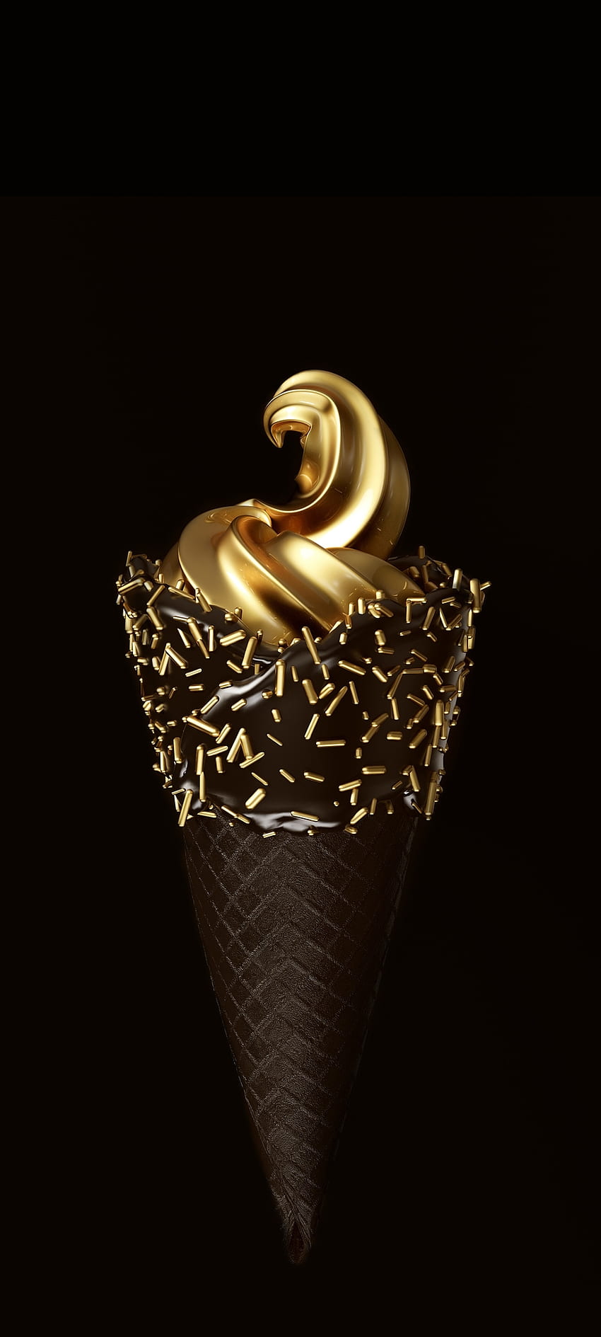 Chocolate ice-cream, body_jewelry, gold, dark HD phone wallpaper