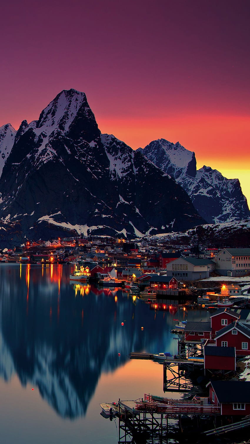 Lofoten-Inseln Norwegen Berge Sunrise Ultra Mobile , U Phone HD-Handy-Hintergrundbild