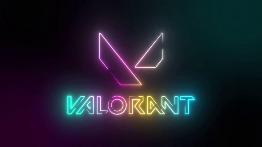 Valorant Game Logo Rainbow lampu neon bercahaya latar belakang animasi, Valorant Neon Wallpaper HD