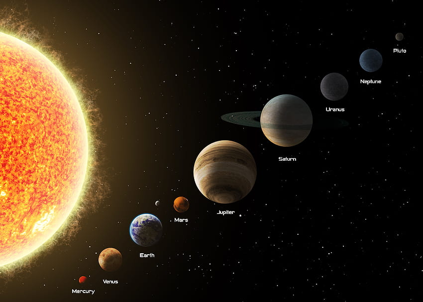 Weltraum, Sonnensystem, Sonne, Merkur, Venus, Erde, Mars, Jupiter, Neptunplanet HD-Hintergrundbild
