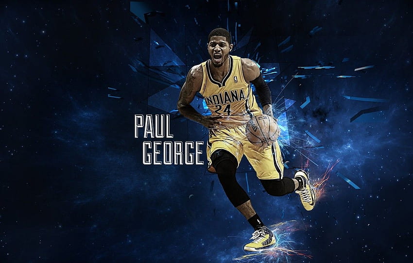 บาสเก็ตบอล บาสเกตบอล เอ็นบีเอ NBA Indiana Pacers Paul George Paul George Indiana Pacers สำหรับ ส่วน спорт โลโก้ Paul George วอลล์เปเปอร์ HD