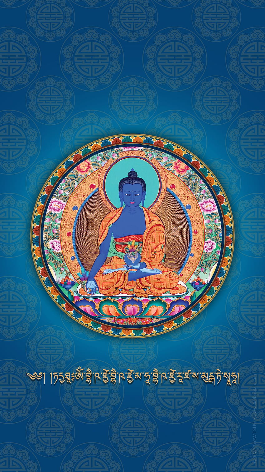 Medizinbuddha – Smartphone – 360 Bhutan – Kreative und immersive Grafik, Blauer Buddha HD-Handy-Hintergrundbild