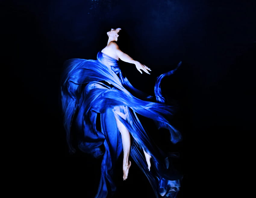 Underwater, blue, model, female HD wallpaper