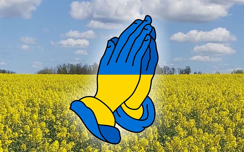 Pray for Ukraine, pray, hands, Ukraine, field, rapeseed HD wallpaper