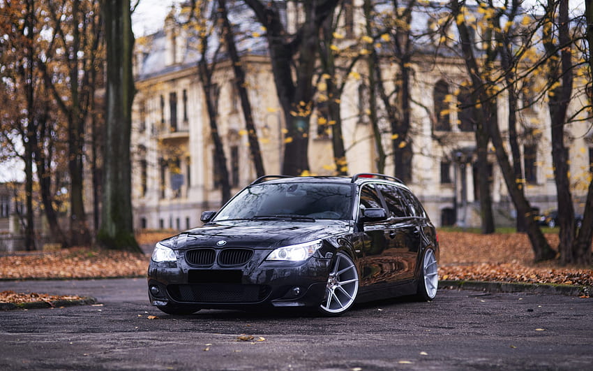 BMW 5 Series, E61, front view, exterior, black BMW 5 E61, E61 tuning, M5 tuning, German cars, BMW HD wallpaper