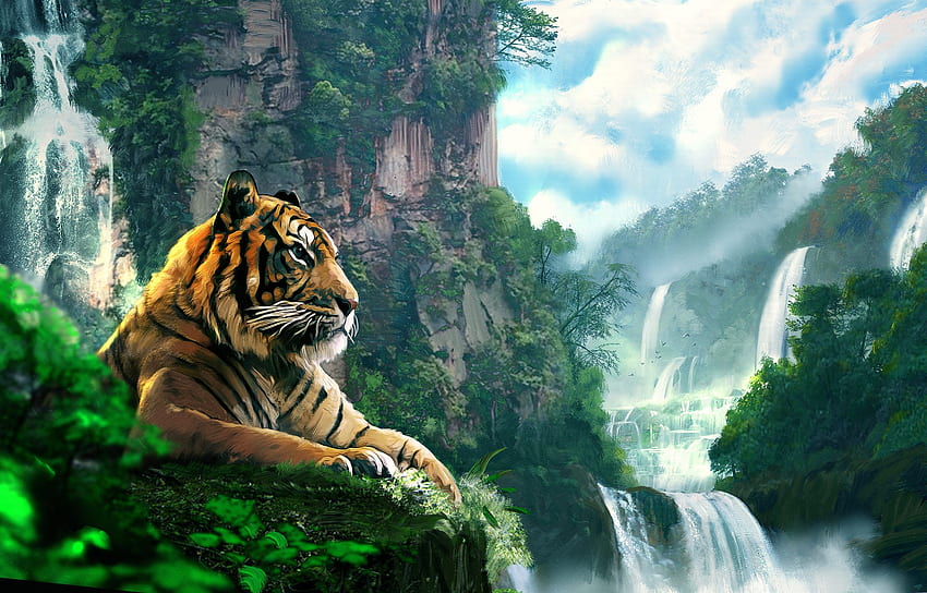 Malarstwo artystyczne tygrysa, sztuka białego tygrysa Tapeta HD