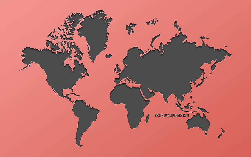 world map, pink background, creative art HD wallpaper