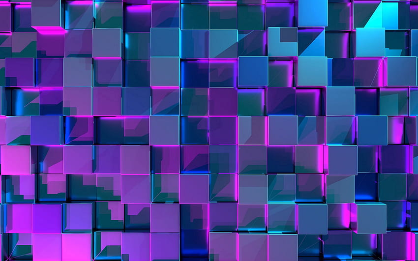 cubes, structure, 3D, surface, reflection, glow 16:10 background HD wallpaper