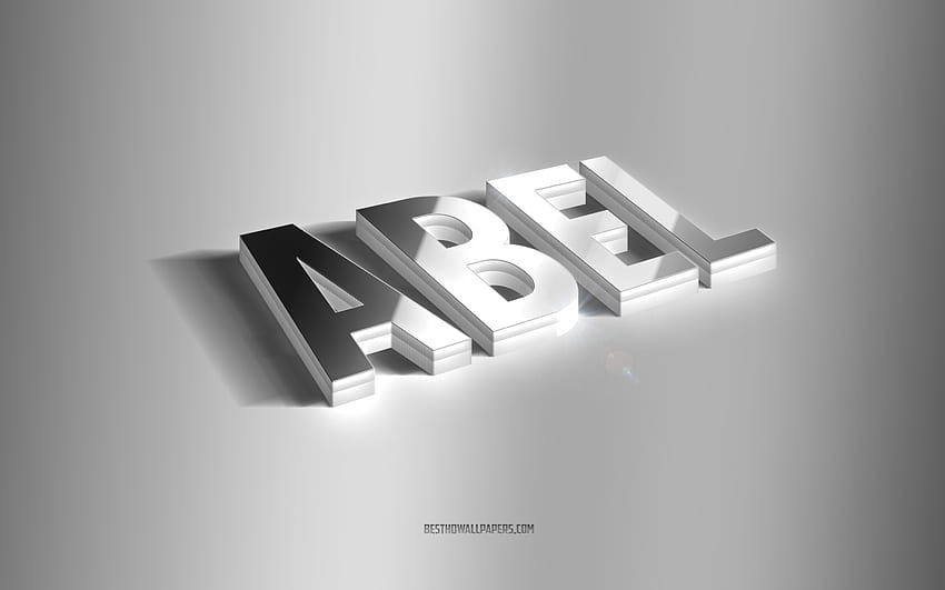 Abel, silver 3d art, gray background, with names, Abel name, Abel greeting card, 3d art, with Abel name HD wallpaper