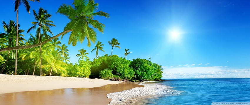 Playa, Isla Tropical Ultra , 2560X1080 Playa fondo de pantalla