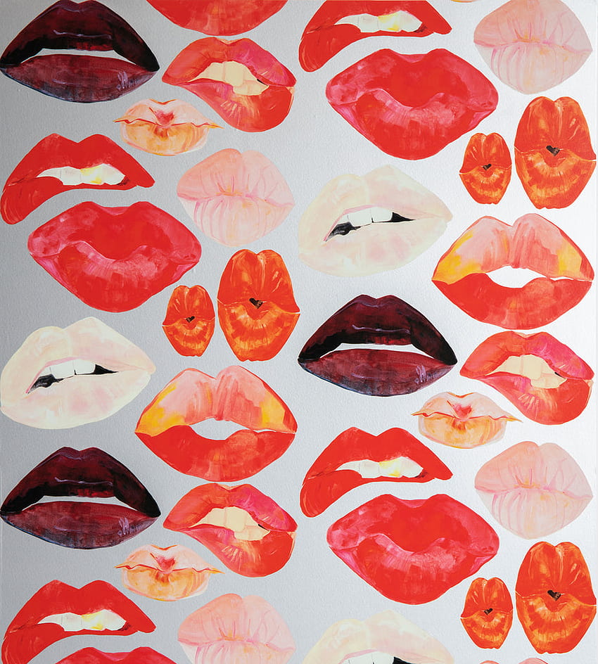 Lips on White – Voutsa, Gold Lips HD phone wallpaper