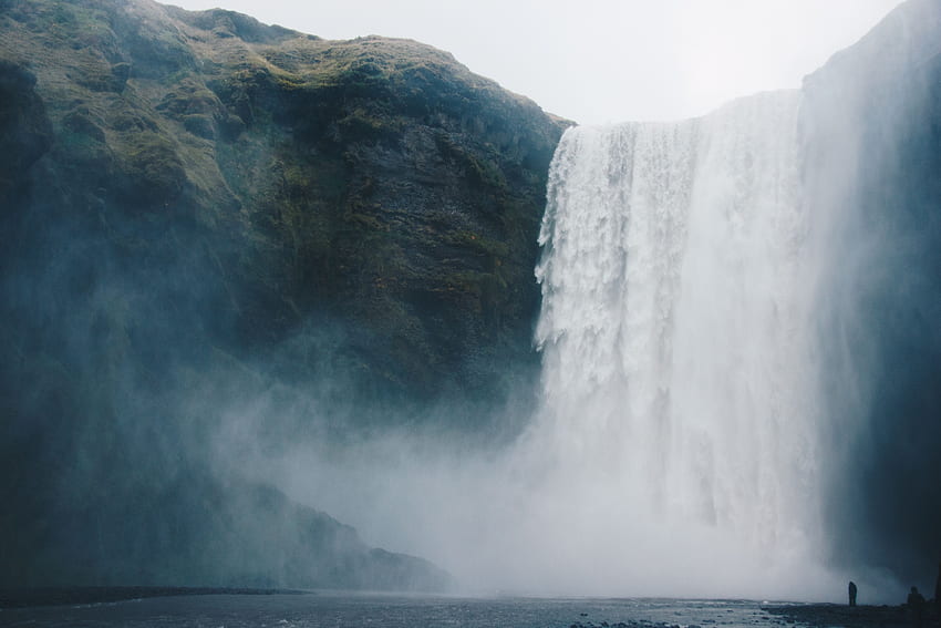 skogafoss and background, Iceland Big HD wallpaper