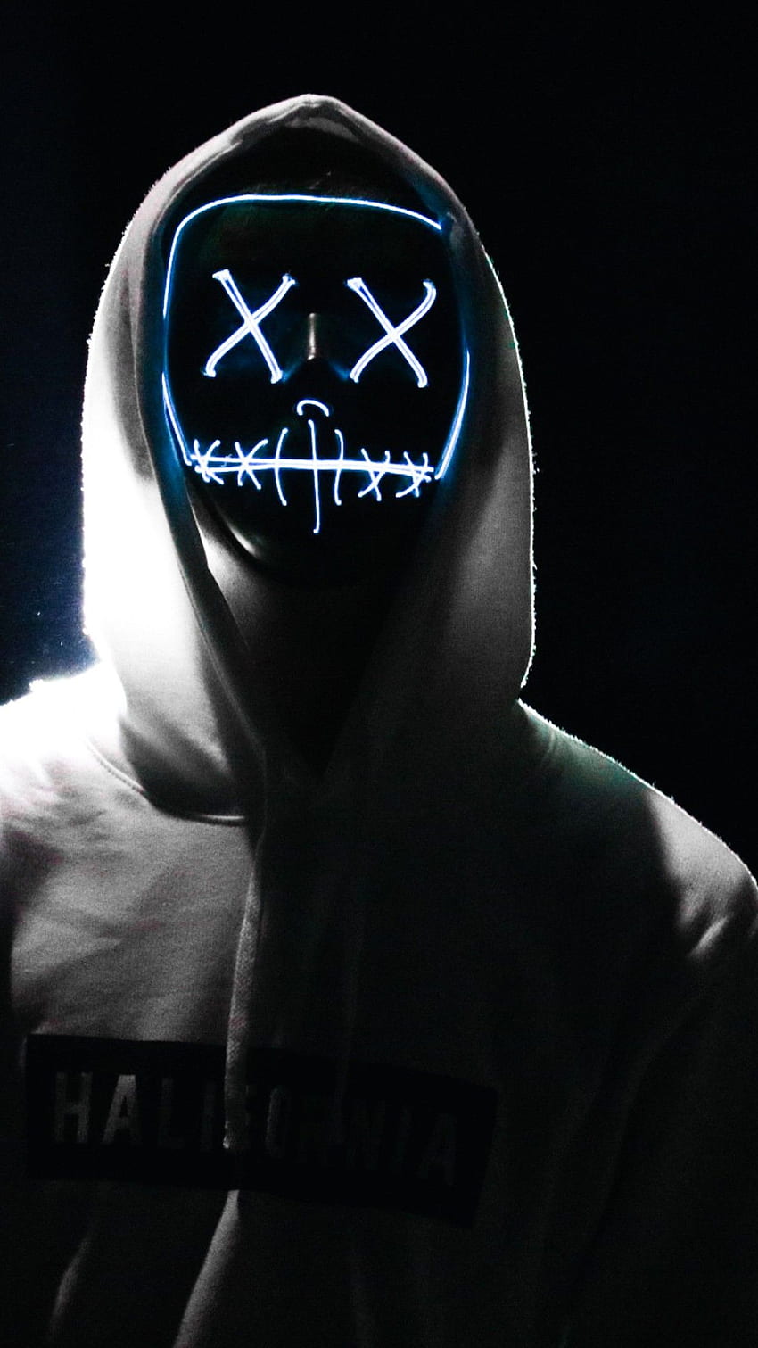Man , LED mask, Dope, Night, Anonymous, Hoodie, AMOLED, Black background, , graphy, Dope Couple HD phone wallpaper