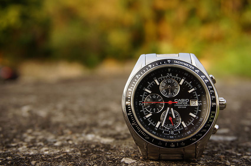 Shallow Focus graphy Of Silver Colored Casio Chronograph Watch · Stock HD wallpaper