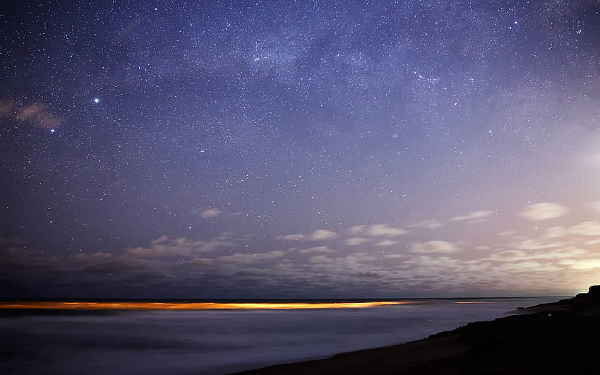 Natur, Himmel, Meer, Sterne, Nacht, Horizont HD-Hintergrundbild