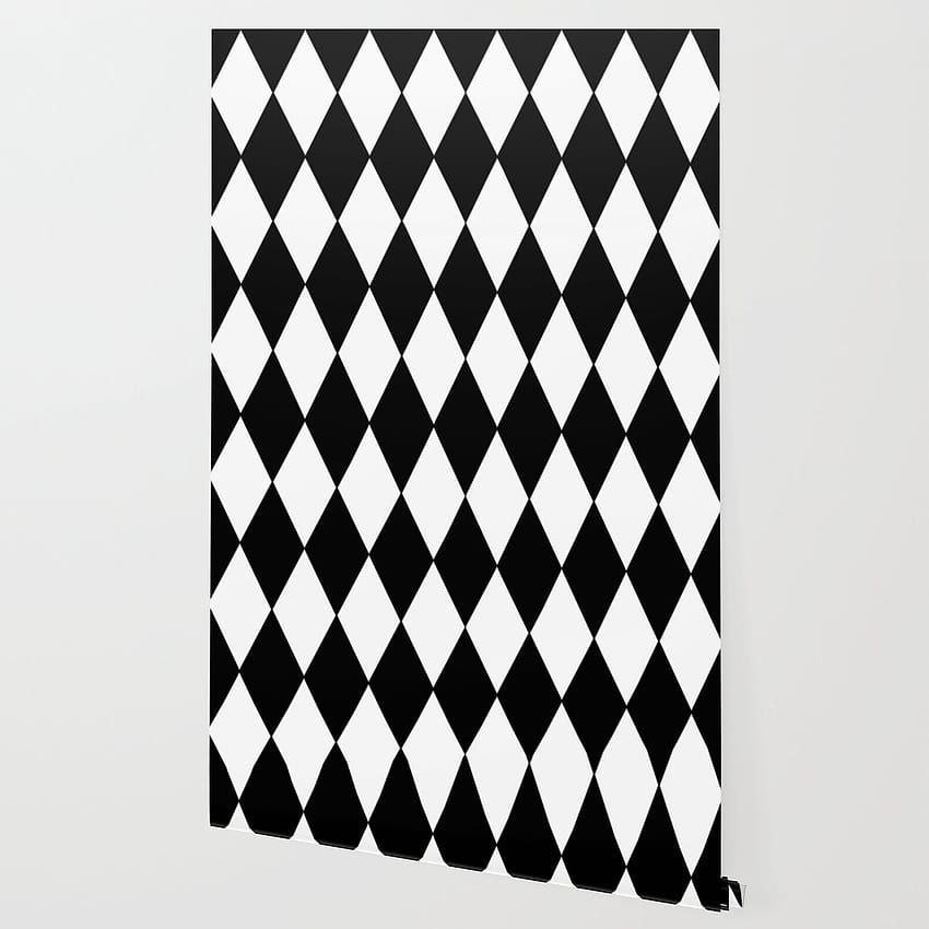LARGE BLACK AND WHITE HARLEQUIN DIAMOND PATTERN, Black and White Triangle HD phone wallpaper