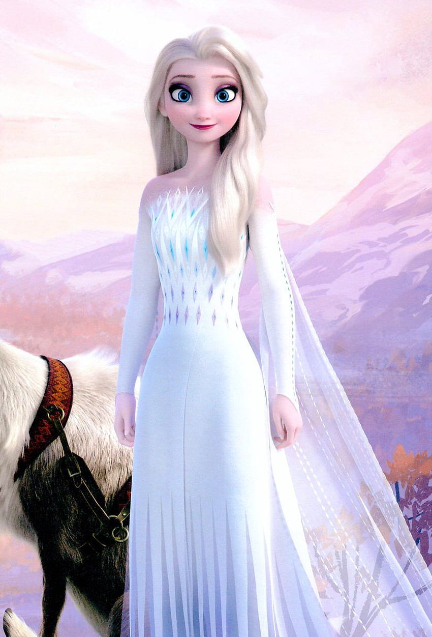 nuevo con Frozen 2 Elsa con su vestido blanco de la final, Pink Elsa Frozen fondo de pantalla del teléfono