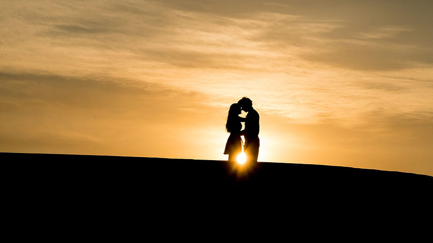 Woman Sunset Man Sunrise Dawn Dusk Silhouette Sun Love Couple HD wallpaper