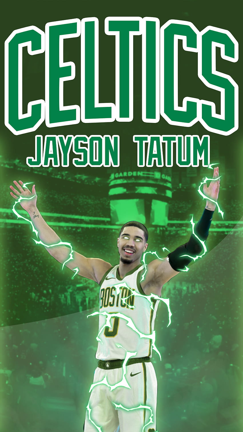 Download Jayson Tatum Digital Black Celtics Jersey Wallpaper