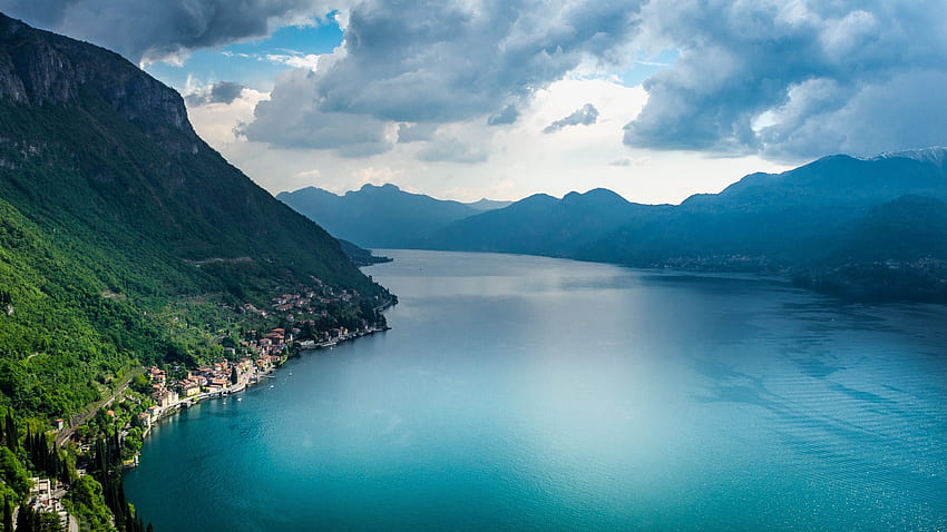 Jezioro Como, lasy, kraj, Włochy, jezioro, drewno, chmury, drzewa, przyroda Tapeta HD