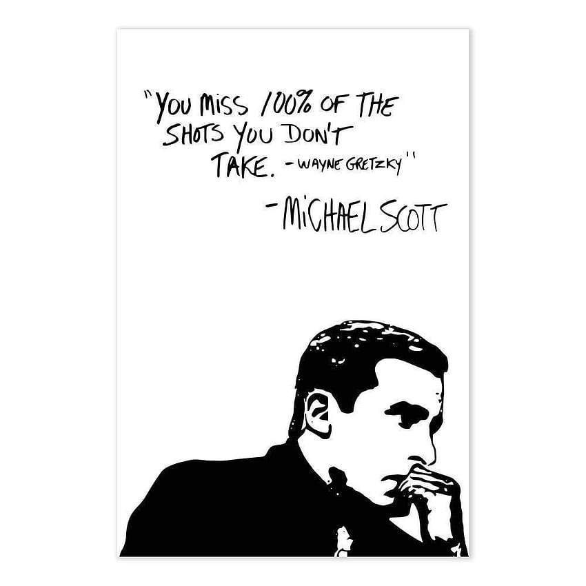 Funny The Office Plakat z cytatami Michaela Scotta - Wayne Gretzky Tęsknisz za 100% ujęć, których nie robisz : Produkty ręcznie robione, Cytaty Michaela Scotta Tapeta na telefon HD