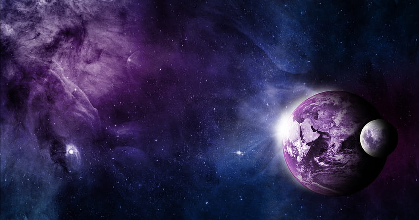 Universe, Moon, Land, Earth, Galaxy, Space HD wallpaper