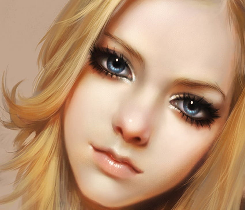 Beautiful Eyes, blue, fantasy, eyes, face, beautiful, woman HD wallpaper