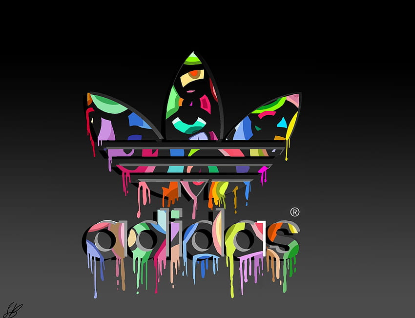 обичам addidas. Лого на Adidas, Adidas, изкуство на логото на Adidas, Цветно лого на Adidas HD тапет