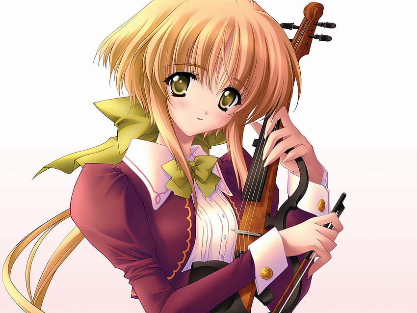 Anime, Girl, Blonde, Violin HD wallpaper