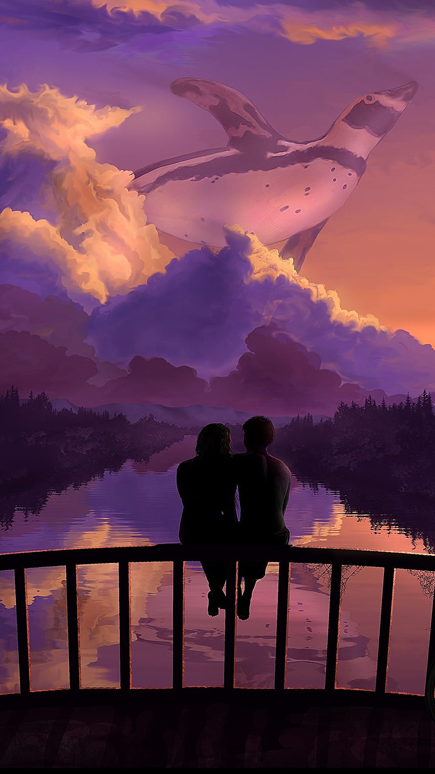 Couple Cartoon, Love Art, Anime Sunset HD phone wallpaper