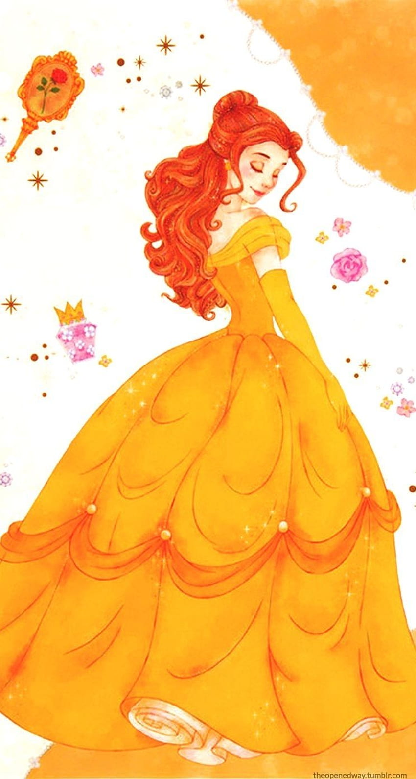 Disney-Prinzessin Belle iPhone. Muster Anschreiben HD-Handy-Hintergrundbild