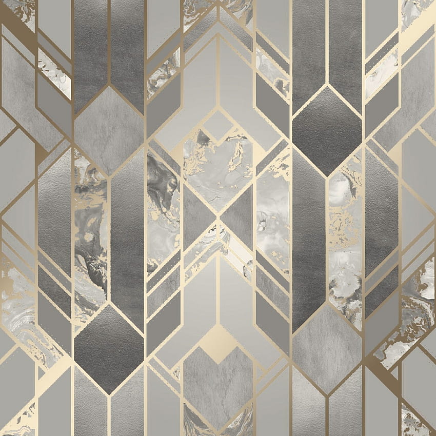 I Love Liquid Marble Geometric Grey, Gold - dari I Love UK, Gold and White Geometric wallpaper ponsel HD