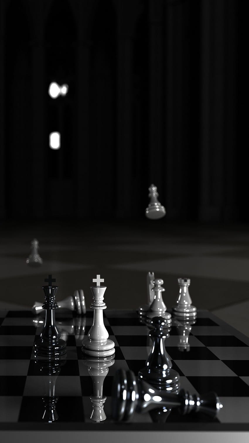 Шах, шахматна фигура Черен крал HD тапет за телефон