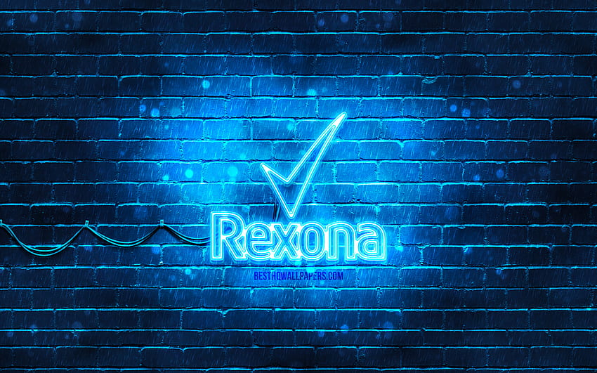 Rexona blue logo, , blue brickwall, Rexona logo, brands, Rexona neon ...