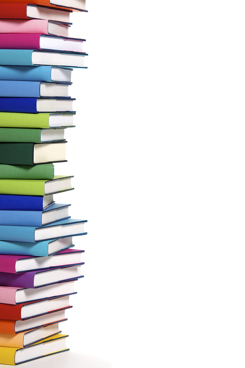 Livros coloridos - borda de livros coloridos - e fundo, artigos de papelaria para escritório Papel de parede de celular HD