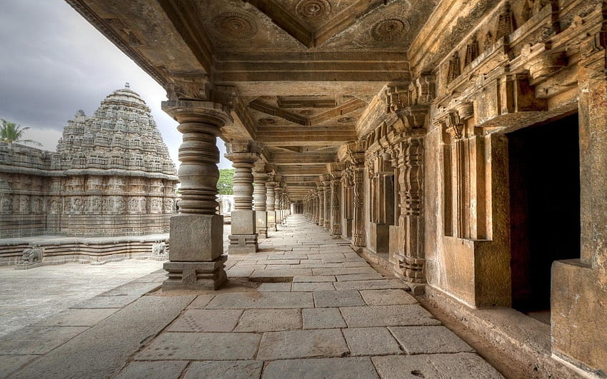 寺院全体と背景、ヒンズー教の寺院 高画質の壁紙