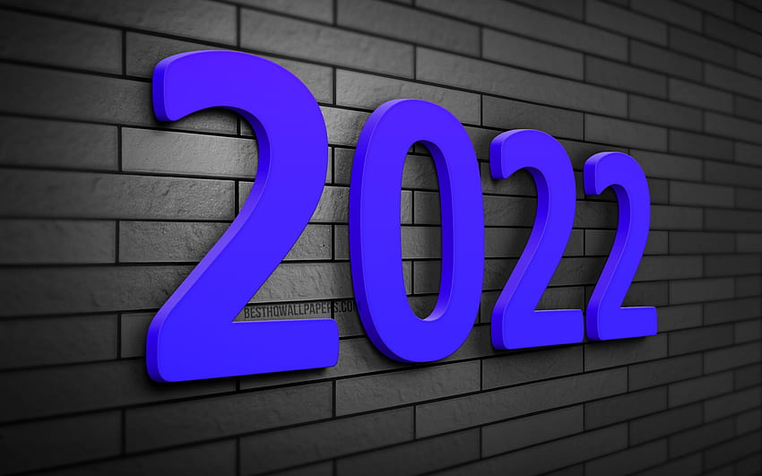2022 ciemnoniebieskie cyfry 3D, 2022 koncepcje biznesowe, szary mur, 2022 nowy rok, Szczęśliwego Nowego Roku 2022, kreatywny, 2022 rok, 2022 na szarym tle, 2022 koncepcje, 2022 rok cyfry Tapeta HD