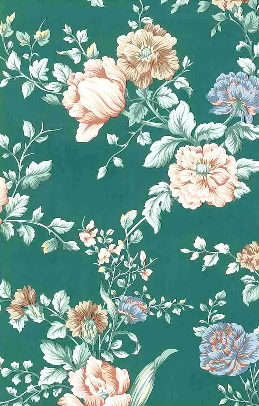 English Cottage Floral Vintage Peach Green Pink 24719 D Rs HD phone wallpaper