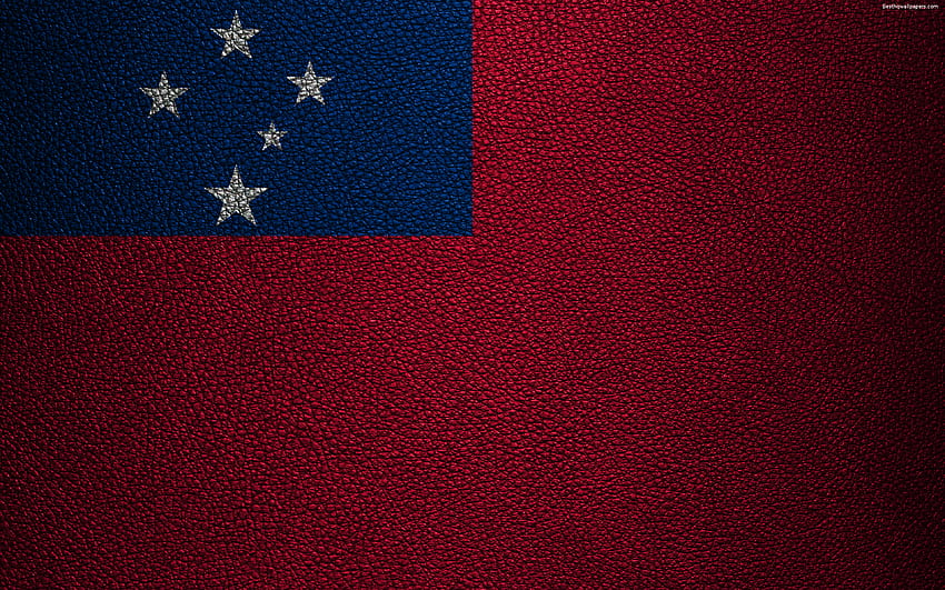 Flag of Samoa, , leather texture, Oceania, Samoa, world flags for with resolution . High Quality HD wallpaper