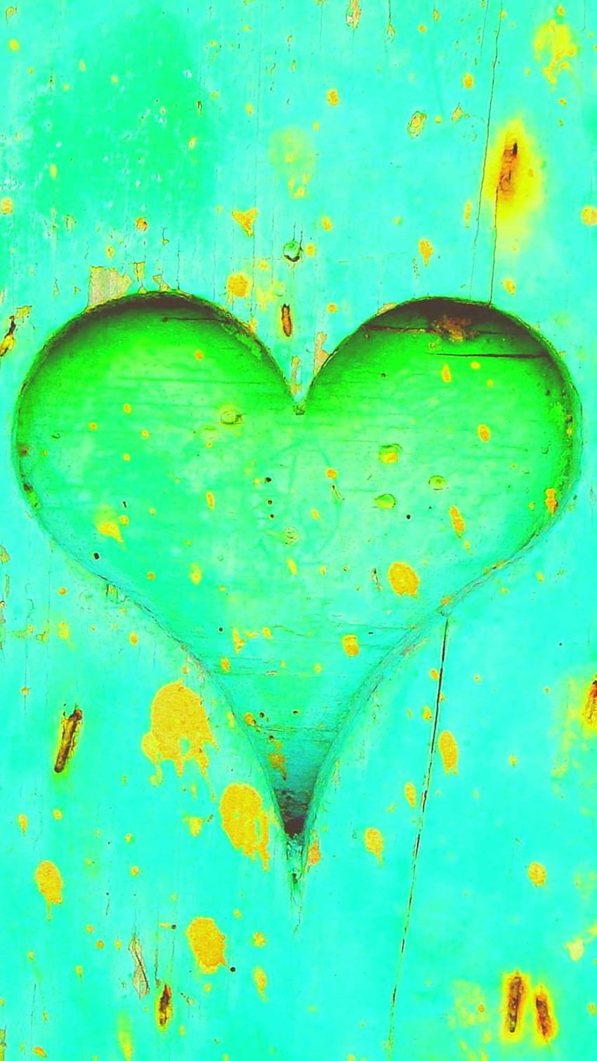Yeşil Ahşap Kalp iPhone XS Aşk Dolu HD telefon duvar kağıdı