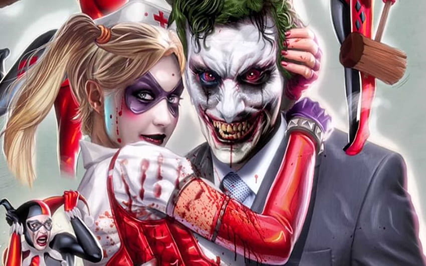 Joker Harley Quinn Vs Deadpool Domino And Pics, Crazy Love Joker and Harley Quinn 高画質の壁紙
