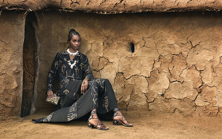 African girl, summer fashion dress HD wallpaper