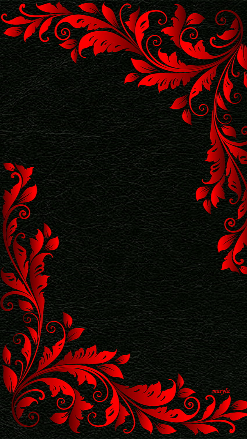«merah hitam bunga abstrak» Ponsel wallpaper ponsel HD