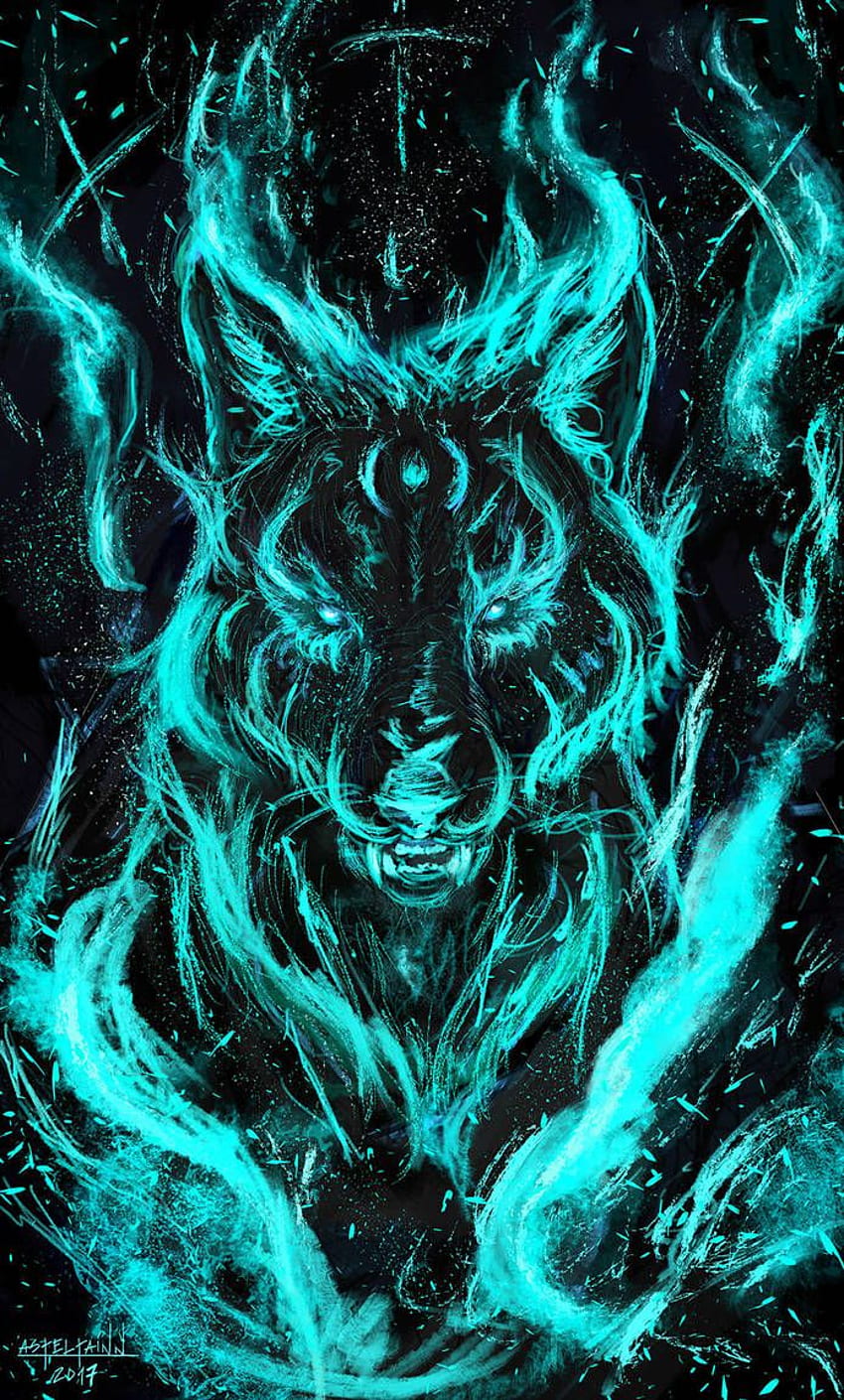 Fiamma Blu di Asteltainn. Fiamme blu, Arte degli animali spirituali, Lupo, Lupo disegnato Sfondo del telefono HD