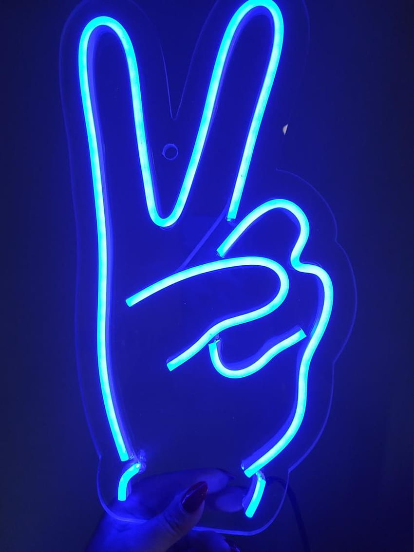 Peace neon sign, Hand neon sign, Led neon sign hand, Neon light sign for wall, Neon sign decor en 2021. Luces de neón azules, Letreros de neón y Letreros de luz de neón fondo de pantalla del teléfono