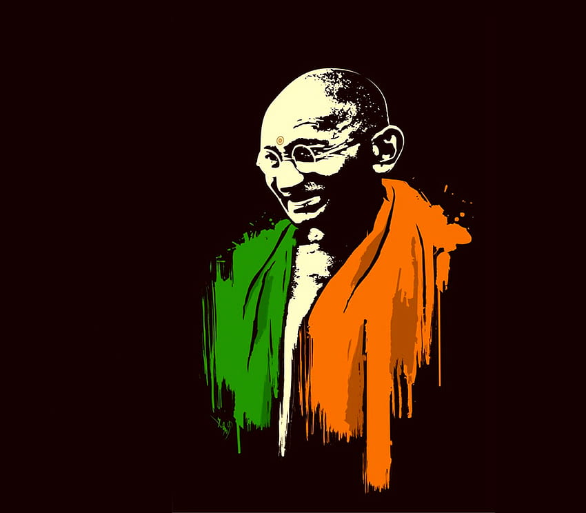 Mahatma Gandhi, illustration, jaune, art, conception graphique, Police de caractère, Ghandi Fond d'écran HD
