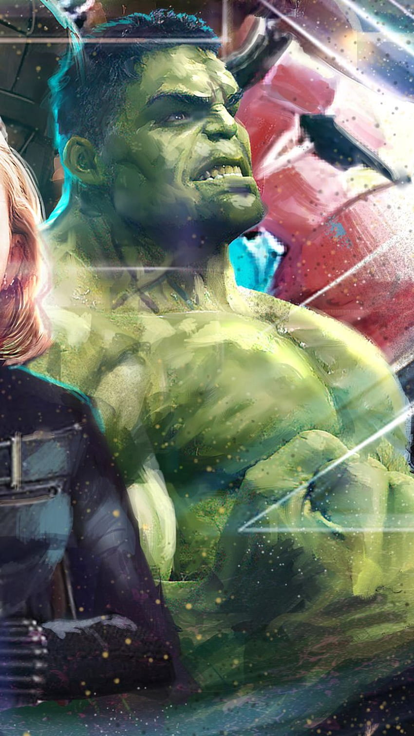 Thor Black Widow Hulk en la obra de arte de Avengers Infinity War fondo de pantalla del teléfono