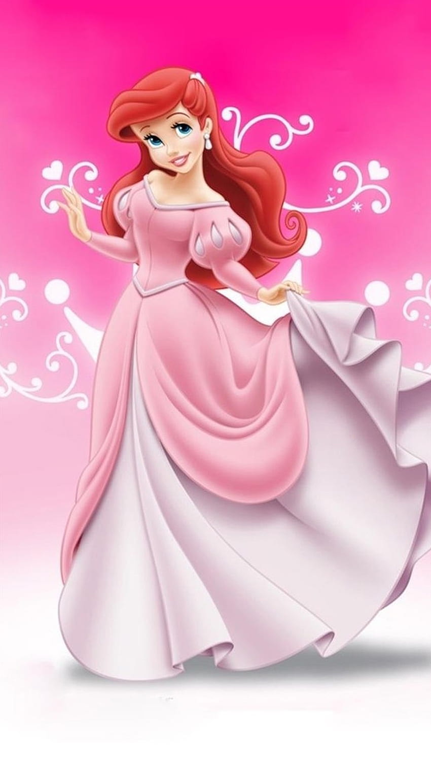 かわいい漫画の女の子、プリンセス、ディズニーの漫画、ピンクの背景 HD電話の壁紙